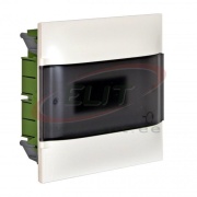 FM Distribution Box Practibox S, 8M, 63A 230/400VAC, PEN 6+6| 1.5..16mm², 256x225x100, IP40 IK07 cl.II, white with smoked transparent door