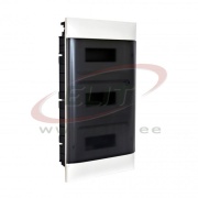 FM Distribution Box Practibox S, 3x 12M, 90A 230/400VAC, PEN 24+24| 1.5..16mm², 328x535x103, IP40 IK07 cl.II, white with smoked transparent door