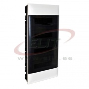FM Distribution Box Practibox S, 4x 18M, 90A 230/400VAC, PEN 35+35| 1.5..25mm², 436x765x103, IP40 IK07 cl.II, white with smoked transparent door