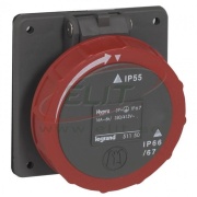 Panel-Mount Flange Socket Hypra, 3P+N+E 32A 415VAC, plastic, IP66/67