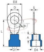 Ring Terminal w. Collar R 5.3 b, 1.5..2.5mm² M5, ø5.3 L22, -25..75°C, PVC, 100pcs/pck, blue