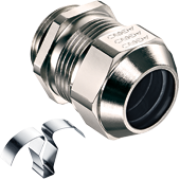 Cable Gland Progress EMC easyConnect, M40x1.5, ø24..33mm, thread 8mm, ss 1.4310 contact spring, -60..100°C, nickel-plated brass ^TPE, incl. NBR O-ring ^2piece sealing insert, CE/IEC/VDE/UL/EAC, IP68/69