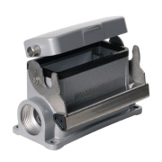 Base HDC 16B SDLU 2M25G, size 6, end-locking clamp, lower side, w. cover, diecast aluminium, -40..125°C, 2x M25, IP65, Weidmüller