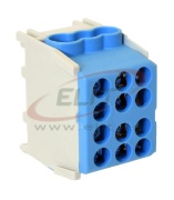 Main Terminal Block Al/Cu HLAK 25-1/4 M2, 2x 25/16mm²/ 4x 16/10mm², 130/100A 1000VAC/DC, 2.5/2Nm, TS35, Pollmann, blue
