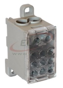Distribution Block Al/Cu PVB 125-2-9, 2x 35mm²/ 9x 16mm², 125A 1000VAC/DC, incl. markers, TS35, mounting plate, Pollmann, grey
