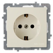 Socket Touran, mech.| 2P+E Schuko, 16A 250VAC, flush mount, Nilson, beige
