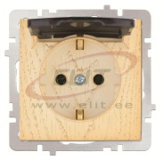 Socket Touran, mech.| 2P+E Schuko, cover, 16A 250VAC, flush mount, Nilson, maple