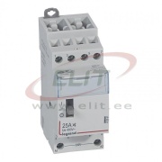 Modular Contactor CX³, 4NO 25A 400VAC, cv 230VAC low noise, handle, 2M, TS35, Legrand