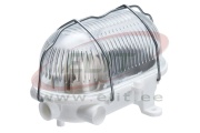 Luminaire OVAL 60, 60W E27, white PP, transparent glass cover, removable steel mesh, IP54, MaxPro