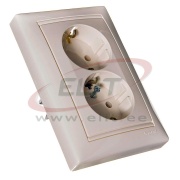 FM Socket Valena, 2x 2P+E Schuko w. shutters, 16A 250VAC, 2.5mm² screw clamp, incl. frame, mount in 1gang Ø60mm box, Legrand, beige