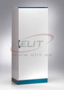 Cabinet E MOX, 1000Wx1800Hx400D, monobloc, single door, rear panel, mounting plate, 4point locking w. ø3mm double bar locking system, cable entry bottom plates, seal, C3M| epoxy resin layer, IP66 IK10, NEMA12, ETA, ocean blue, grey