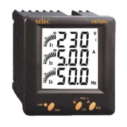 Digital Multifunction Meter VAF36A, 1p2w/3p3w/3p4w, input 5A (20mA..6A) 11..519VAC, V/A/Hz/h/RPM, 3x3digits LCD w. backlight, sv 230VAC ±20%, ■99x99/□92x92, IP65, Selec
