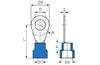 Ring Terminal w. Collar R 5.3 b, 1.5..2.5mm² M5, ø5.3 L22, -25..75°C, PVC, 100pcs/pck, blue