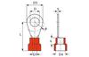 Ring Terminal w. Collar R 4.3 r, 0.5..1.5mm² M4, ø4.3 L19.6, -25..75°C, PVC, 100pcs/pck, red