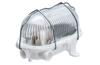 Luminaire OVAL 60, 60W E27, white PP, transparent glass cover, removable steel mesh, IP54, MaxPro