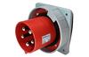 PM Industrial Flange Inlet, 3P+N+E 125A 415VAC, IP67, MaxPro, red