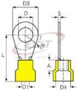 Kaabliking kraega R 6.4 g, 4..6mm² M6, ø6.4 L29, -25..75°C, PVC, 100pcs/pck, kollane