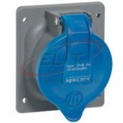 Panel-Mount Flange Socket Hypra, 1P+N+E 16A 250VAC, plastic, IP44