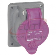 Panel-Mount Flange Socket Hypra, 2P 16A 20/25V, plastic, IP44