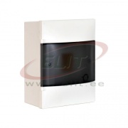 Pinnapealne jaotuskilp Practibox S, 4M, 40A 230/400VAC, PEN 4+4| 1.5..16mm², 184x216x100, IP40 IK07 cl.II, valge - uks suitsuklaas