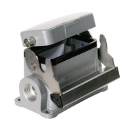 Base HDC 10B SDLU 2M20G, size 4, end-locking clamp, lower side, w. cover, diecast alumiinium, -40..125°C, 2x M20, IP65, Weidmüller