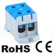 Hargnemisklemm UK240/2N, 1P (4poles) 35-240mm² 380/425A, paigaldusplaat, MaxPRO, sinine