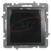 Pistikupesa Touran, mehh.| 2P+E Schuko, kaas, 16A 250VAC, süvis, antratsiit