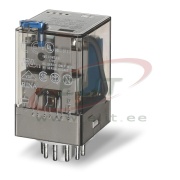 Relay 60.13, 3CO (3PDT) 10/20A 250/400VAC, cv 230VAC, lockable test button, mechanical indicator, 11pin plug-in, TS35 sockets (90.03/21/23/27/83.3)