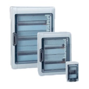 Plastkilp Plexo³, 4M, 32A 400VAC, PEN 4, 4, 200x128x116mm, reinforced polystyrene, PC, -25..40°C, incl. 3 cable glands, UV-stable, HF, cl. II, IP65 IK09, kirgas, hall
