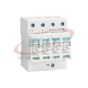Liigpingepiirik BR-12.5-275/4, 4P, T1+T2, Uc 275VAC, impulssvool (10/350μs) Iimp 12.5kA, nimilahendusvool (8/20μs)| Imax 50kA, In 25kA, 4..35mm² 3Nm, TT/TNS, Britec