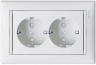 Sv MK paaris pesa Valena, 2x 2P+E Schuko, puutekaitsega, 16A 250VAC, 2.5mm² kruviklemm, komp. äärik, paigaldamiseks seadmetoosi Ø60mm, valge