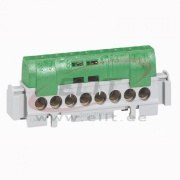 PE-Terminal Block, 1x 6..25 + 21x 1.5..16mm², 100A 400V, touch-proof, green