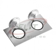 Floor Socket Box Arteor/Mosaic, rectangular, 2x 2M, white LED, 180° opening flap, IP44 IK08, stainless steel