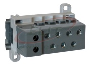 Distribution Block Al/Cu PVBS 250-7, 95mm²/ 7x 50mm², 250A 1000VAC/DC, incl. markers, TS35, mounting plate, grey