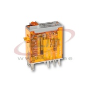 Relay 46.52, 2CO (DPDT) 8/15A 250/440VAC, cv 24VAC, lockable test button ^flag indicator ^LED, 5mm pin pitch, PCB mount ^TS35 sockets (97.P2/02/52)