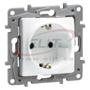 Socket Niloe, mech.| 2P+E Schuko, shutters, 16A 250VAC, 2.5mm², white