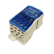 Distribution Block Al/Cu, 185mm²|10Nm/ 2x35mm²|4Nm, 5x16mm²|2.5Nm, 4x10mm²|2Nm 400A 690VAC, TS35, mounting plate