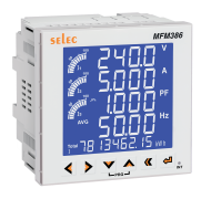 MFM386-E| Digital Multifunction Meter, 1p2w/3p3w/3p4w, input CT/PT 1A..32.76kA 100V..999kV| 240/415VAC, V/A/P/PF/Wp/Wq/Ws| imp/ex, output pulse, RS485 ^ModBus RTU, RTC, 2DI 2DO, data logging 8MB, 4x4 ^9digits LCD, sv 40..300VUC, ■96x96/□91x91, IP65