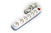 Multi-Outlet Extension Quattro, 6x 2P+E Schuko 3600W 16A 250VAC, switch, 2m cable 3x 1.5mm², white