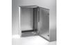 EC050520X « Stainless Steel Wall Mount Enclosure ECOR, 500Wx500Hx200D, plain door, mounting plate, 1lock w. ø3mm double bar key, AISI304L, IP66 IK10, NEMA4X